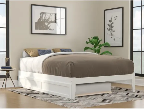Colorado Queen Bed with USB Turbo Charger and Twin Extra Long Trundle in White