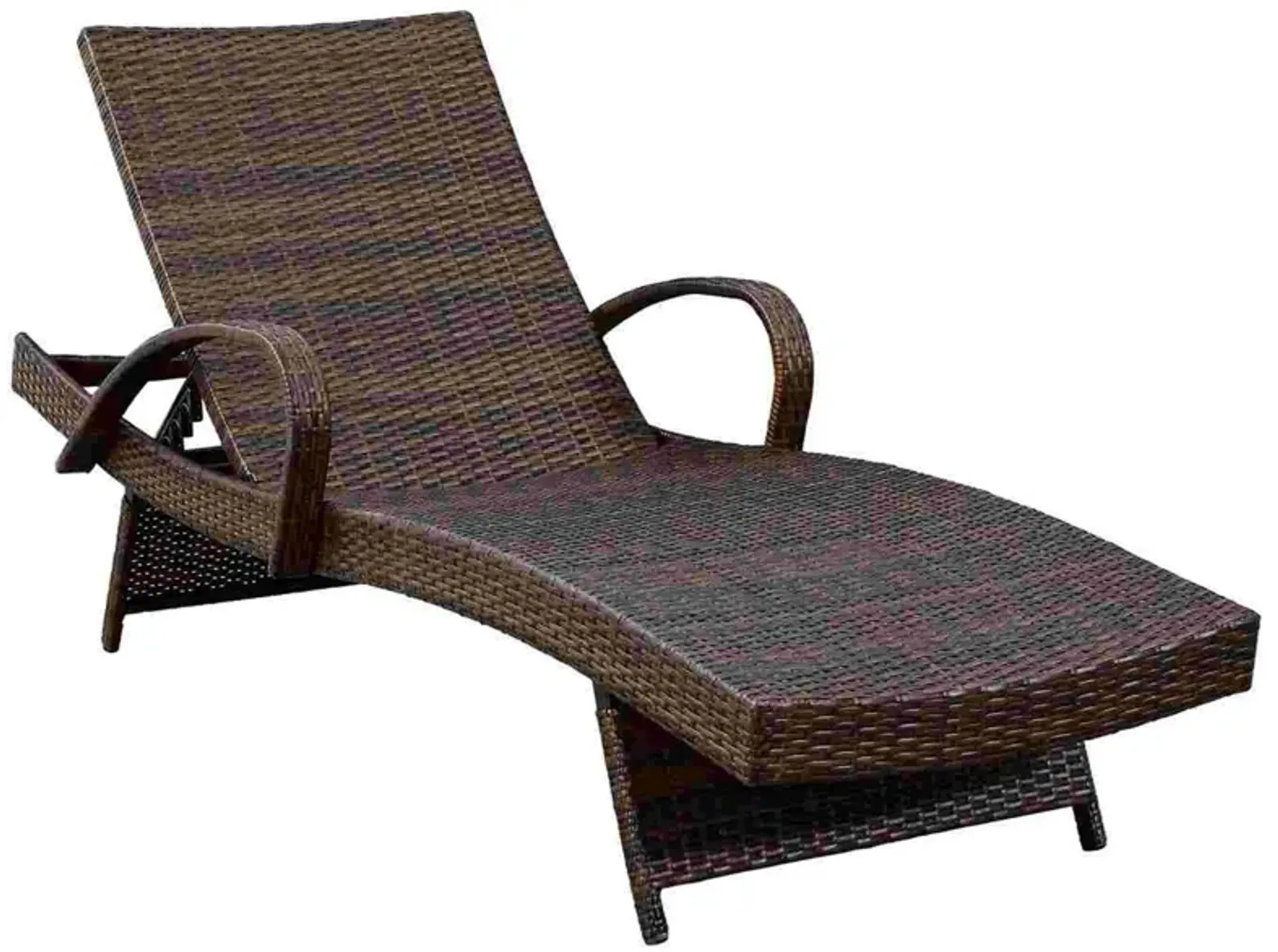 Reclining Chaise Lounge with Wicker Frame, Set of 2, Brown - Benzara