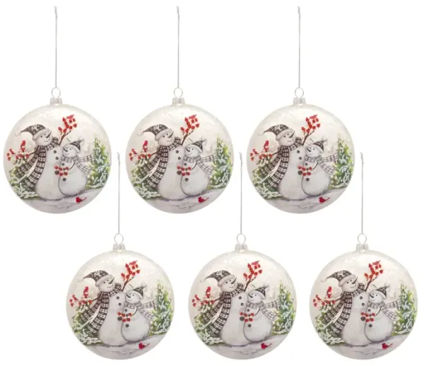 Snowman Disc Ornament for Festive Holiday Decor and Seasonal Cheer (Set of 6)