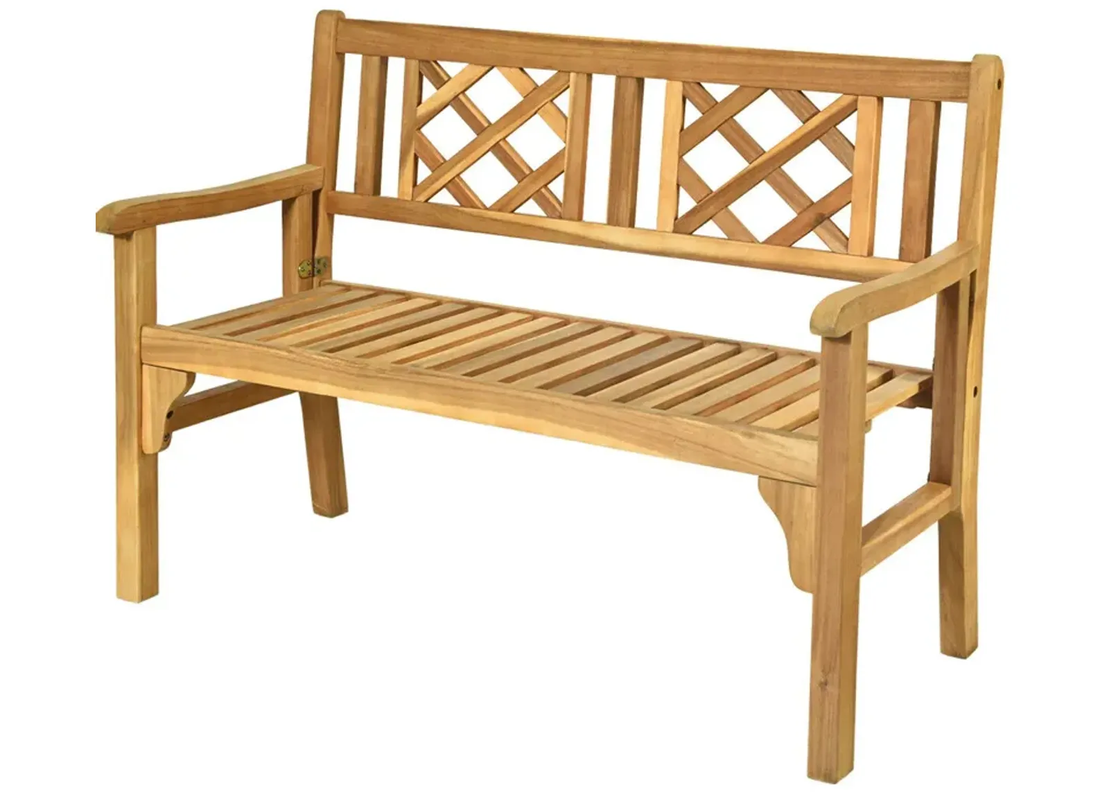 Patio Foldable Bench with Curved Backrest and Armrest