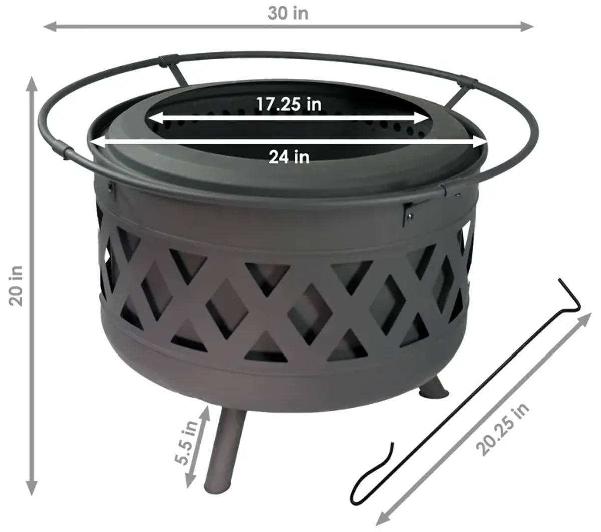 Sunnydaze 30 in Crossweave Smokeless Wood-Burning Fire Pit with Poker