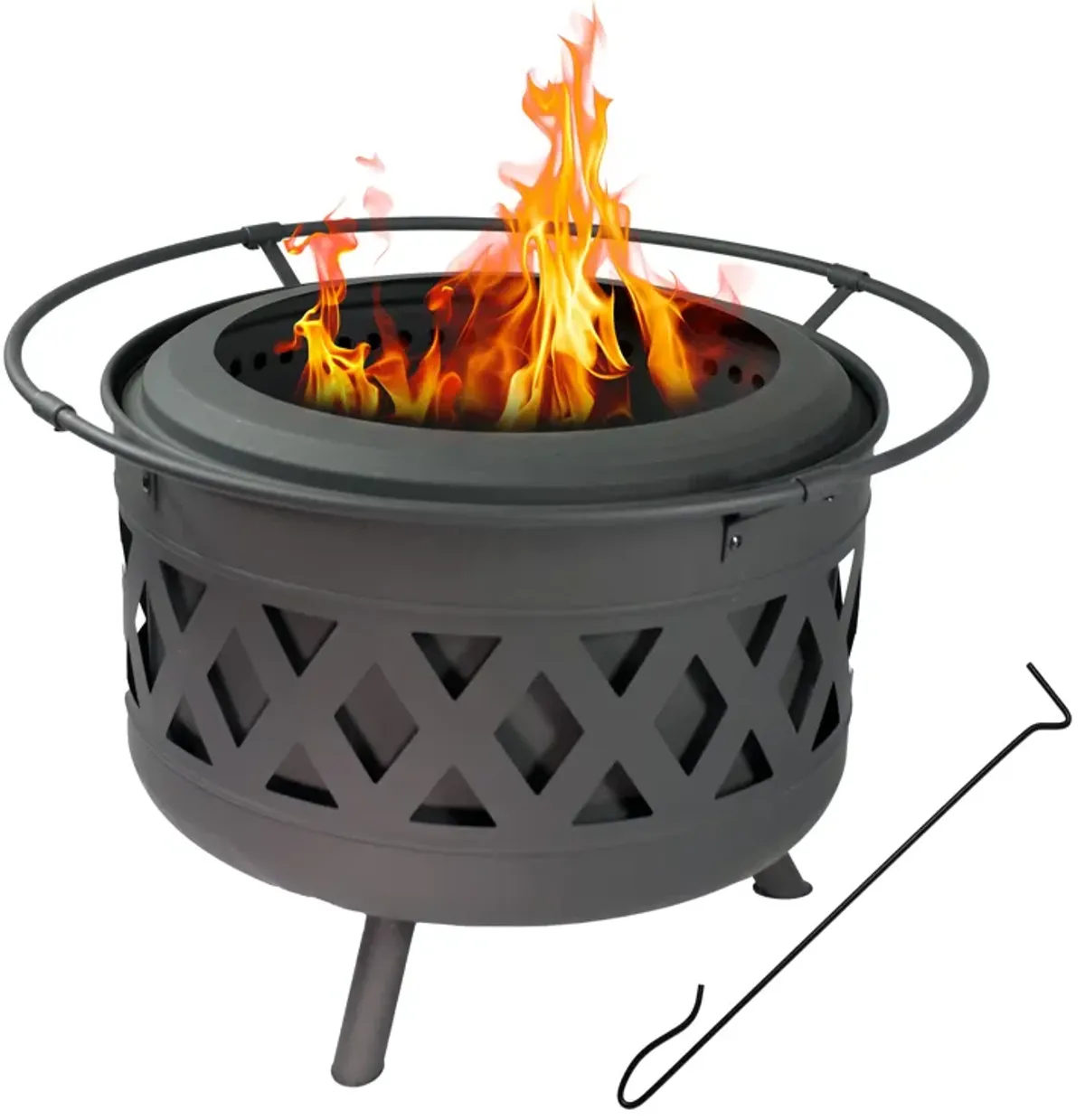 Sunnydaze 30 in Crossweave Smokeless Wood-Burning Fire Pit with Poker