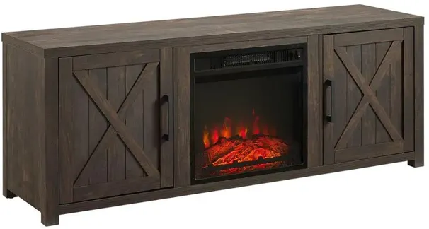 Gordon 58" Low Profile Tv Stand W/Fireplace Dark Walnut