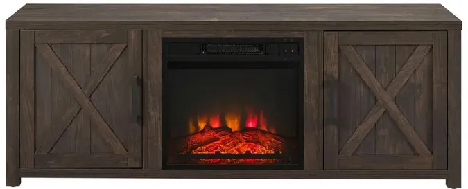 Gordon 58" Low Profile Tv Stand W/Fireplace Dark Walnut