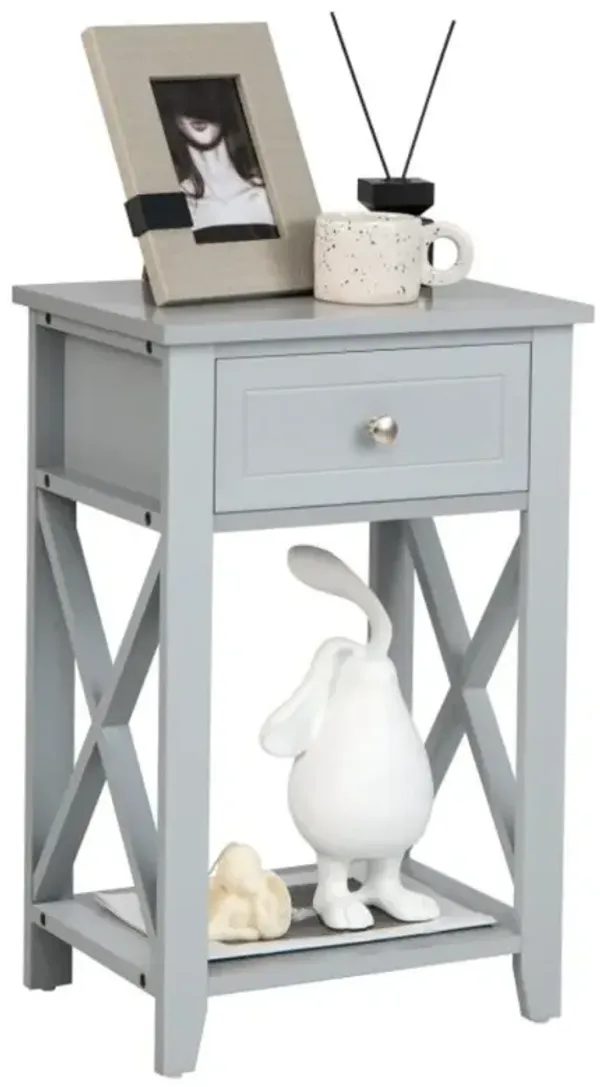 Hivvago Sofa Side End Table with Drawer and Shelf