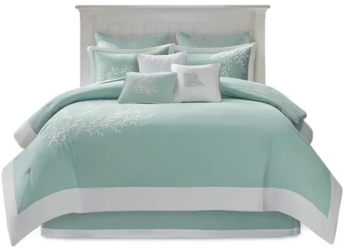 Gracie Mills Douglass Coastal Coral Motif Comforter Set