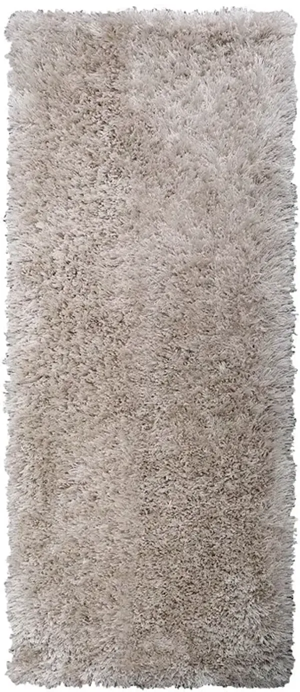 RUGSOTIC CARPETS HAND TUFTED SHAG POLYESTER ECO-FRIENDLY AREA RUGS  - 2'6''x6', Runner, Ivory, Solid Plain Design, High Pile Thick Handmade Anti Skid Area Rugs for Living Room, Bed Room K00111
