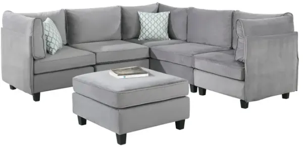 Zelmira Gray Velvet 6 Piece Modular Sectional Sofa