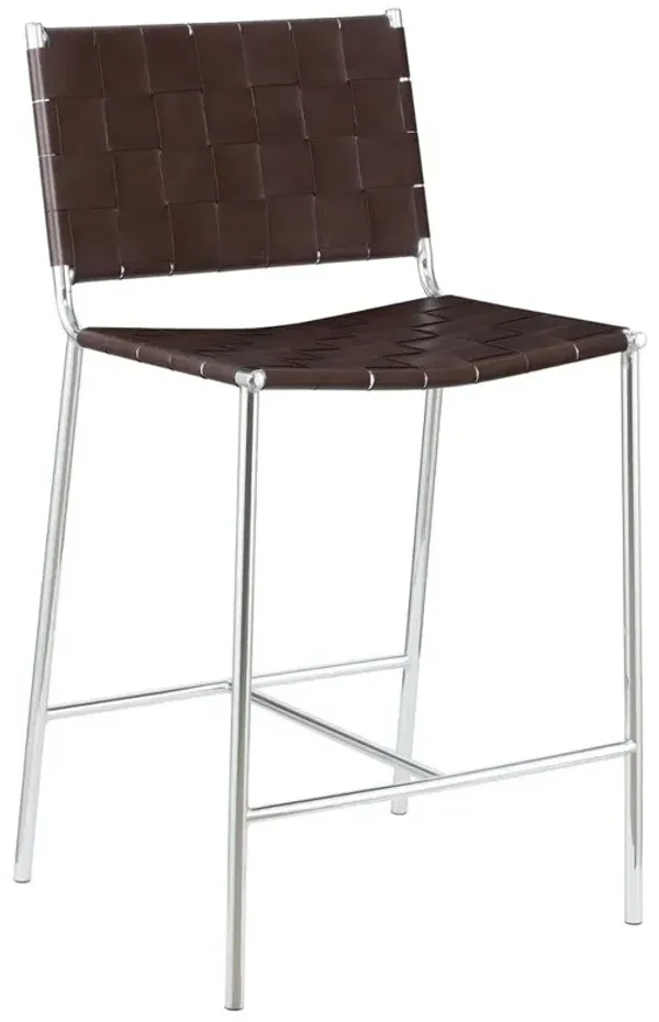 Adelaide Upholstered Counter Height Stool with Open Back Brown and Chrome