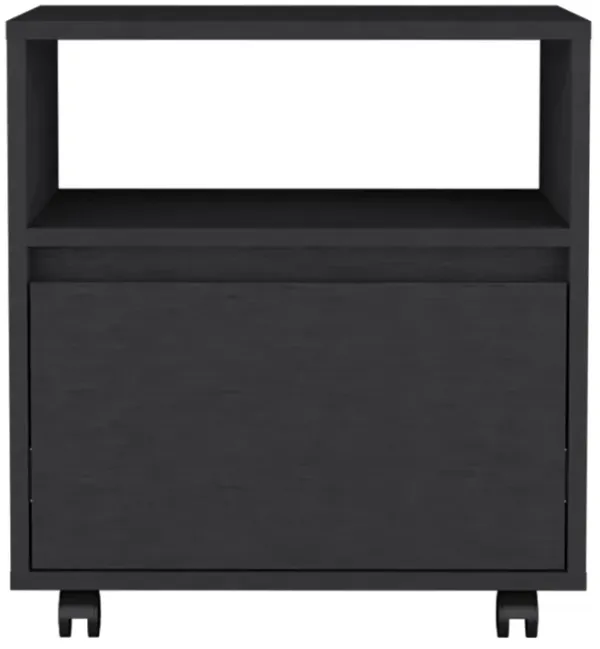 Streamdale Austin Nightstand, Casters, Single Drawer-Black