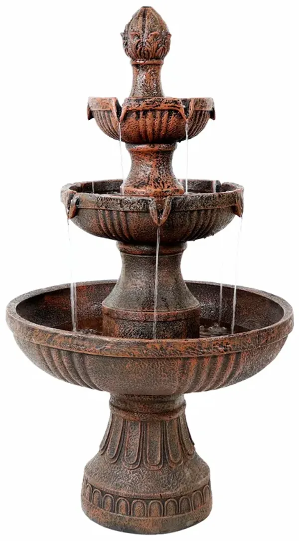 Sunnydaze Flower Blossom Resin Outdoor 3-Tier Fountain