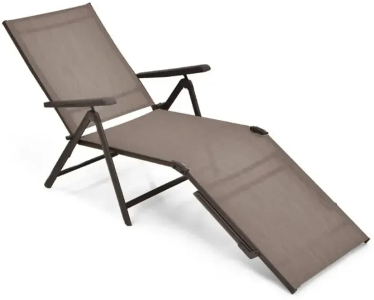 Hivvago Patio Foldable Chaise Lounge Chair with Backrest and Footrest