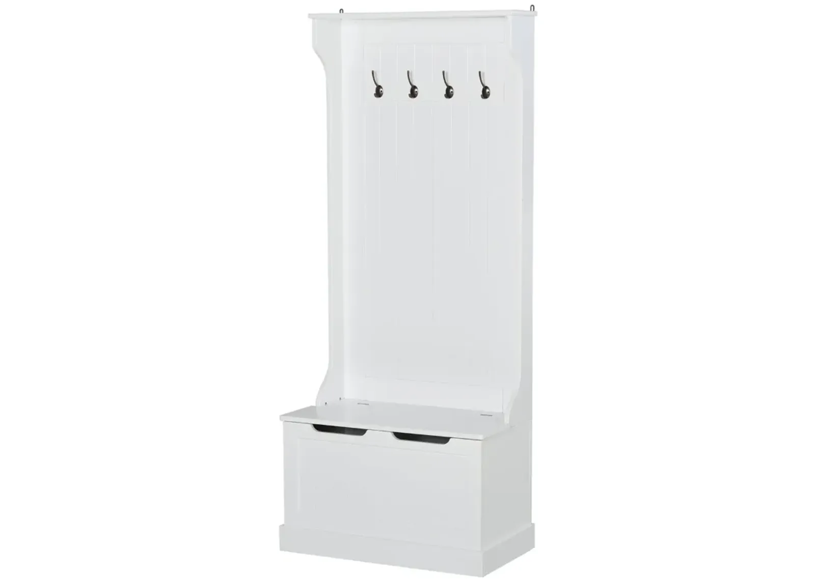 White Entryway Organizer: 3-in-1 Hall Tree with Coat Rack and Bench