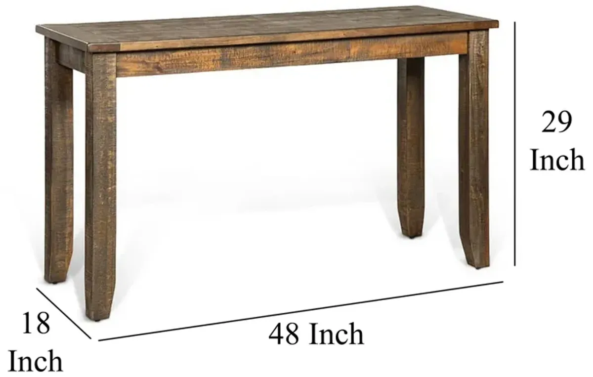 Flint Sofa Table, Dark Brown Mahogany Wood Frame, Rectangular 48 Inch - Benzara