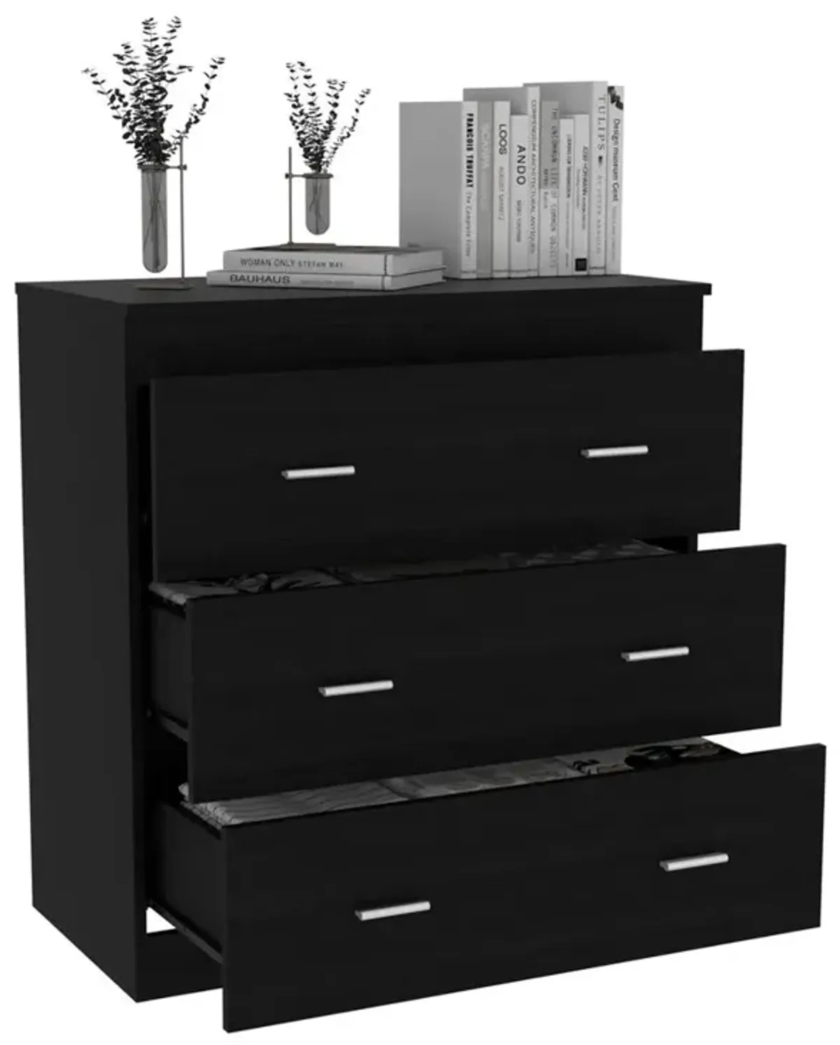 Capri Three Drawer Dresser-Black