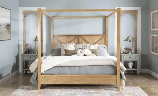 XXX's and OOO's Queen Canopy Bed