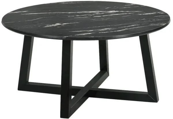 Skylark Round Marble-like SmartTop Coffee Table Black