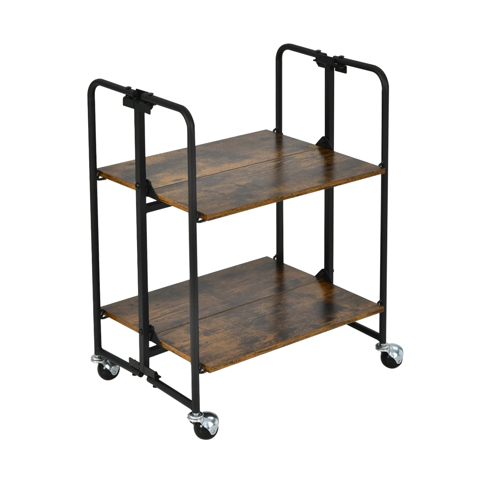 Foldable Rolling Cart with Storage Shelves for Kitchen