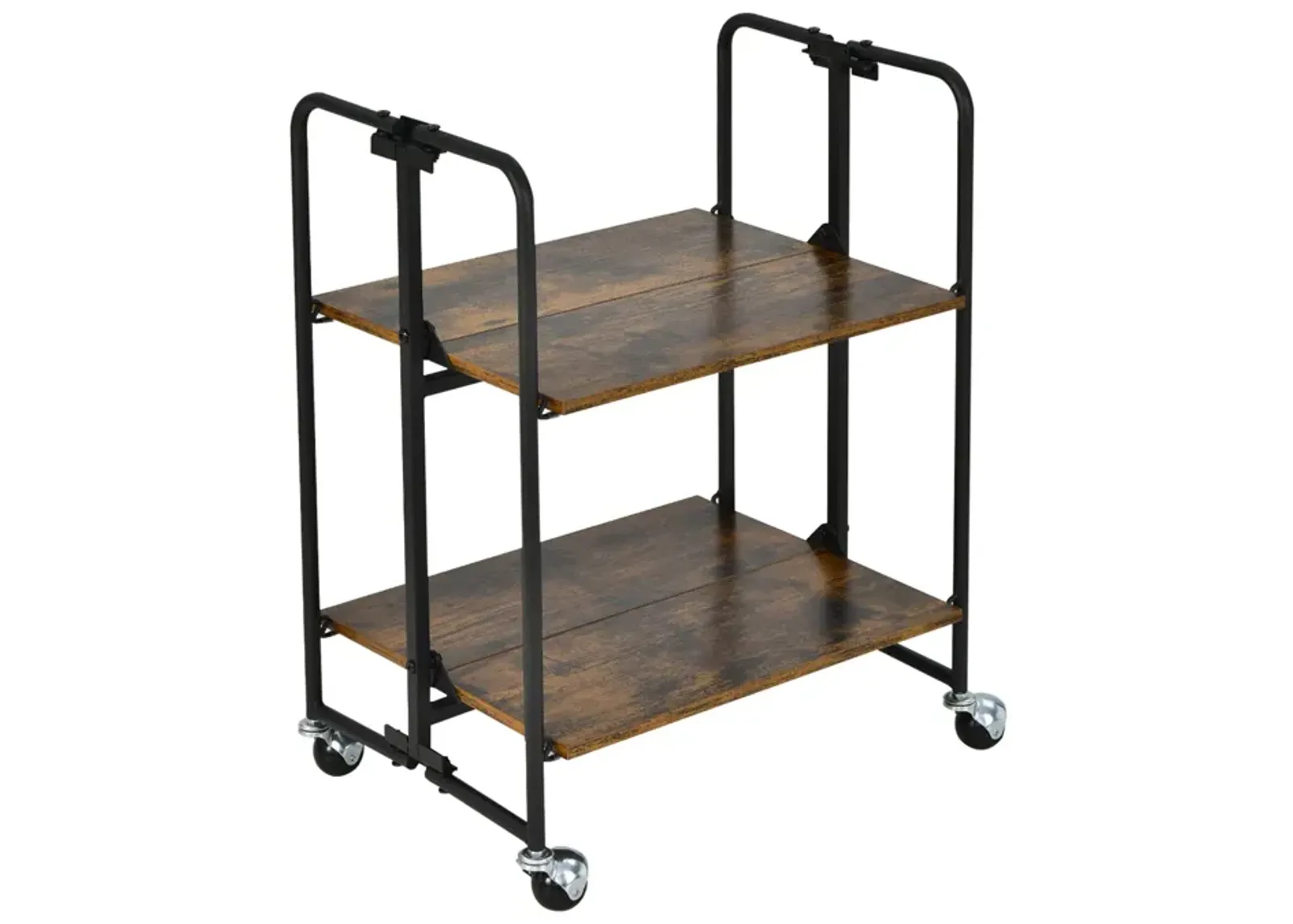 Foldable Rolling Cart with Storage Shelves for Kitchen