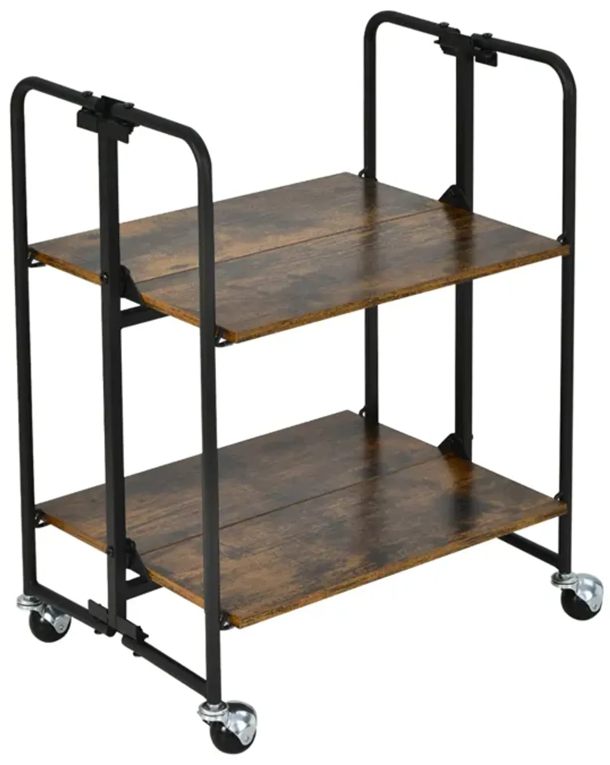 Foldable Rolling Cart with Storage Shelves for Kitchen