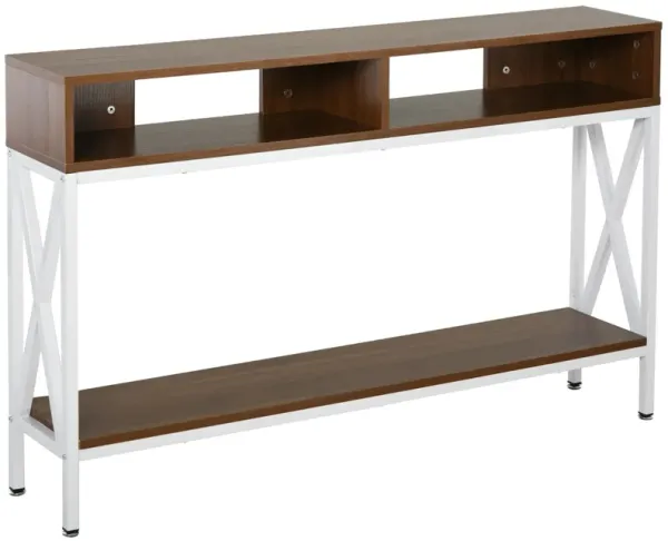 Industrial Entryway: Light Walnut and White Console Table