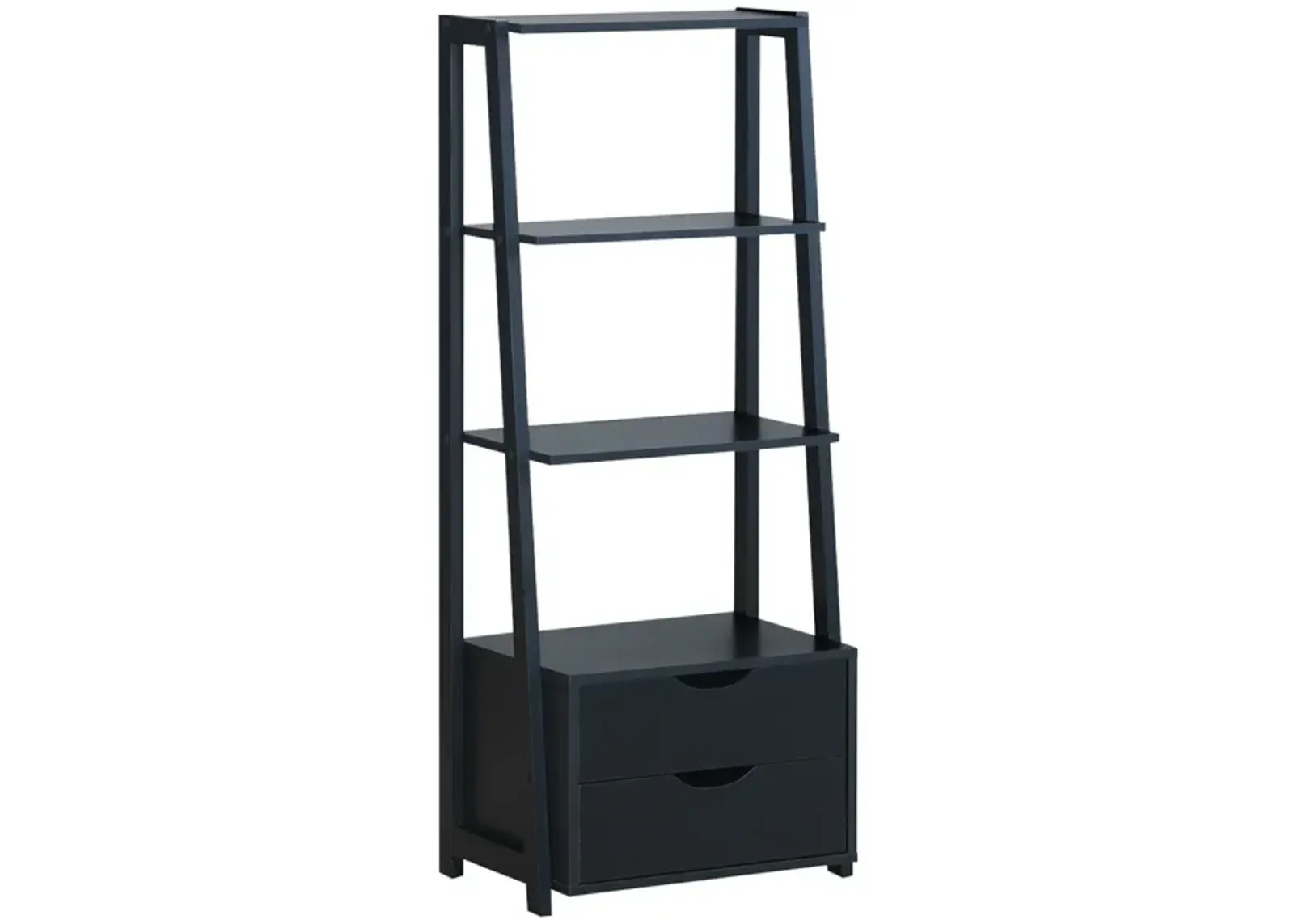 4-Tier Ladder Bookshelf Storage Display with 2 Drawers