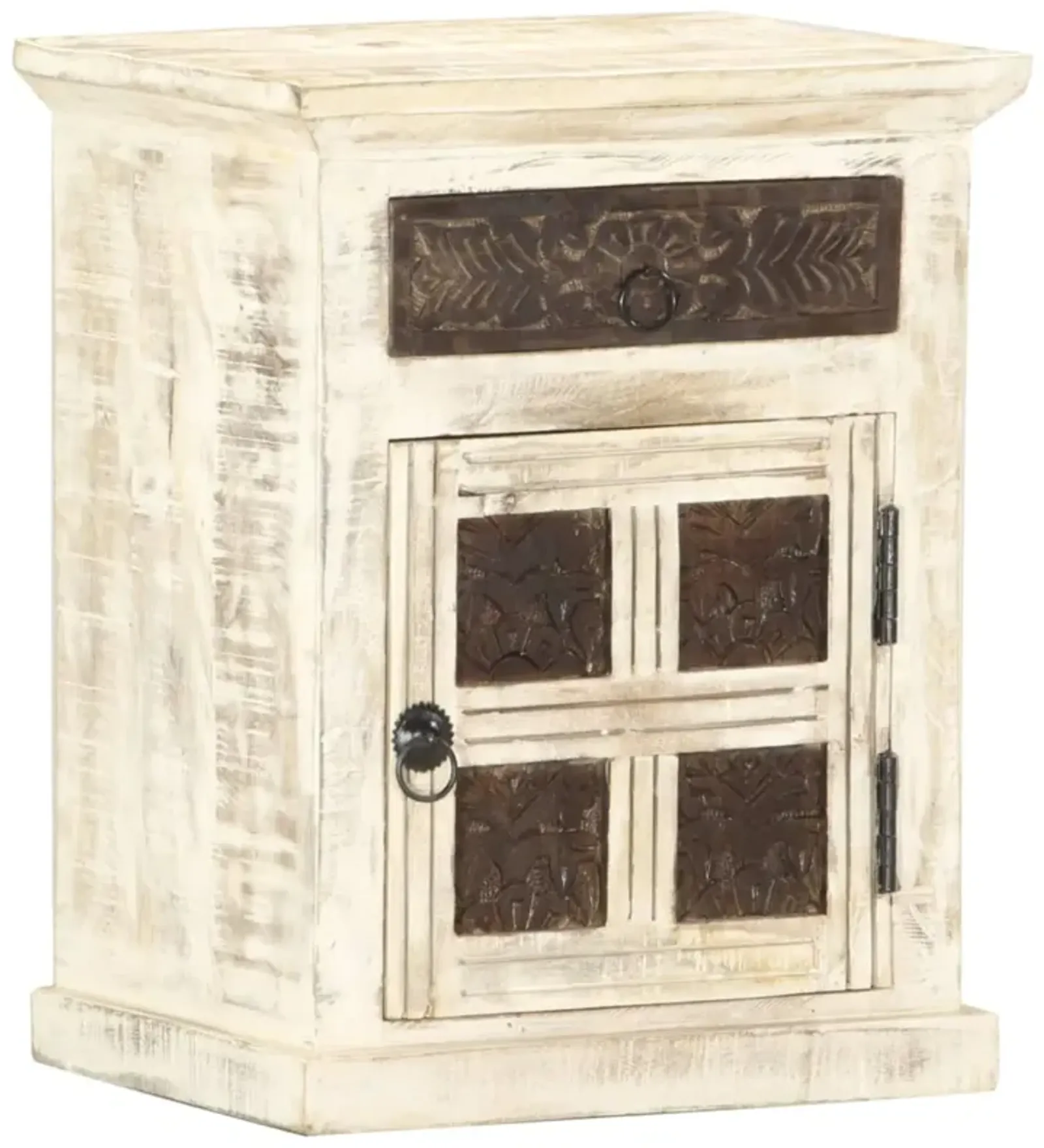 vidaXL Bedside Cabinet White 15.7"x11.8"x19.7" Solid Mango Wood