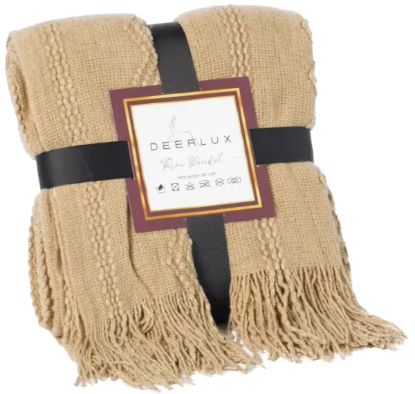 Decorative Zigzag Stripe Pattern Knit Throw Blanket, 50x60 in, Complete with Delicate Fringe Details - Green, Lightweight, Breathable, Easy Care, Versatile, All-Season, Ideal for Lounging, Gifting