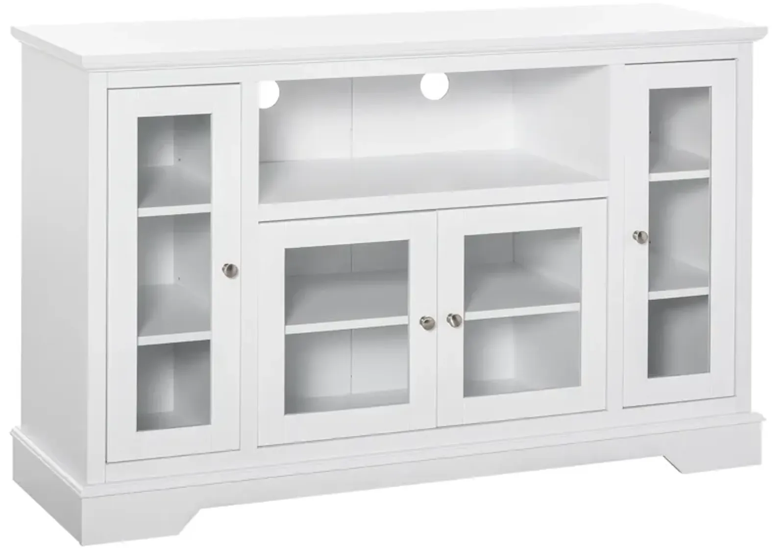 White Kitchen Organizer: Modern Sideboard with Glass Doors