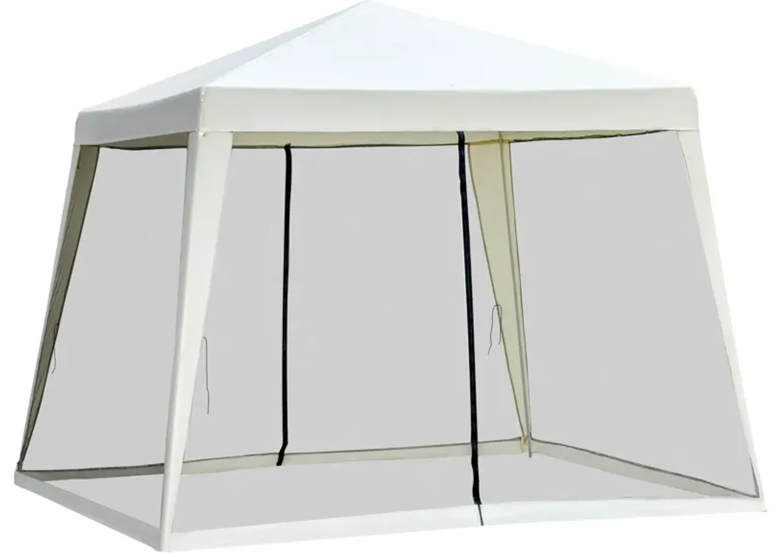 Beige Patio Sanctuary: 10x10 Outdoor Canopy Tent with Mesh Walls