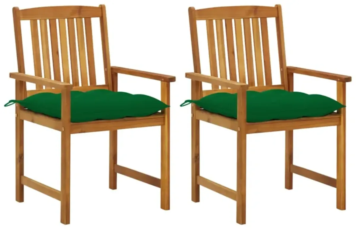 vidaXL Director's Chairs with Cushions 2 pcs Solid Acacia Wood