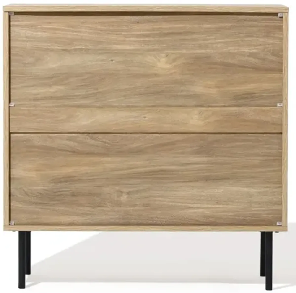 LuxenHome Mid-Century Modern Wave 2-Door Cabinet with Metal Legs