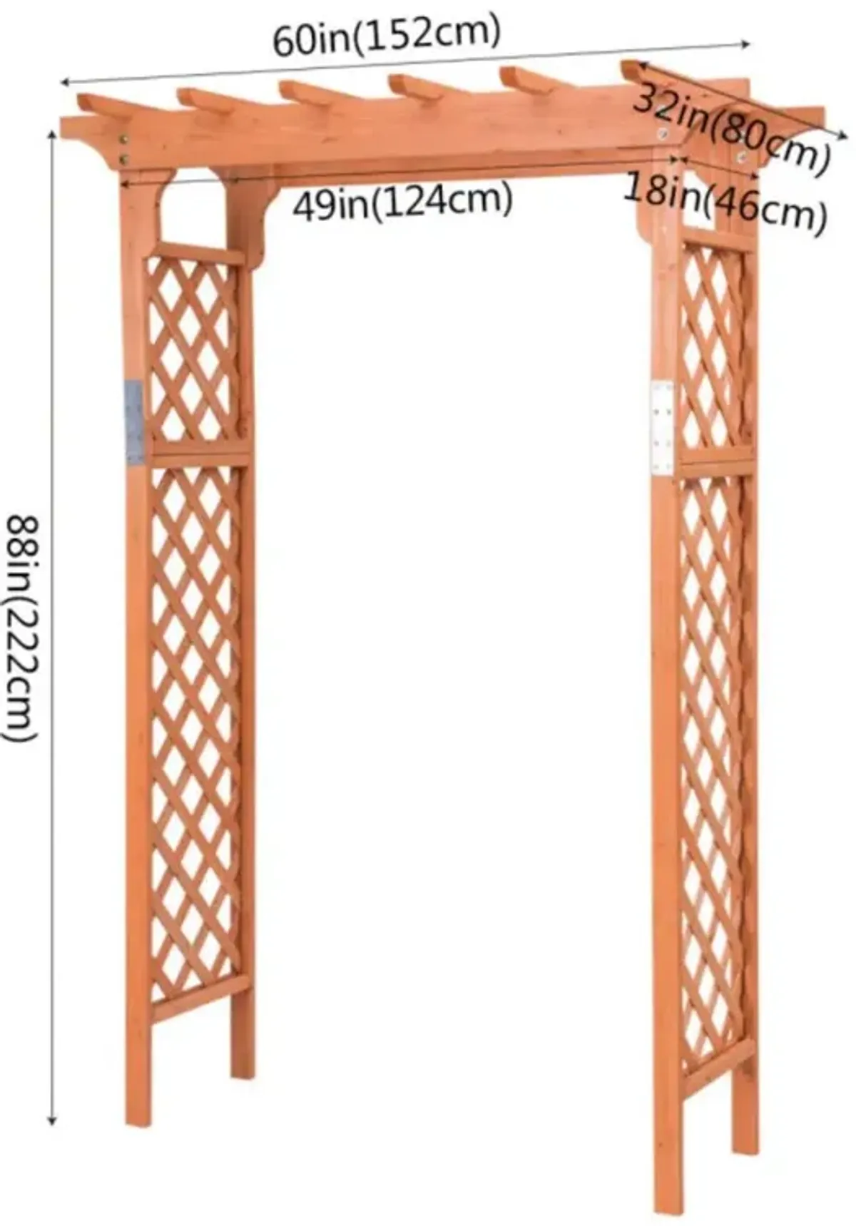 Hivvago 7 Feet Garden Wooden High Arbor Arch Plant Pergola