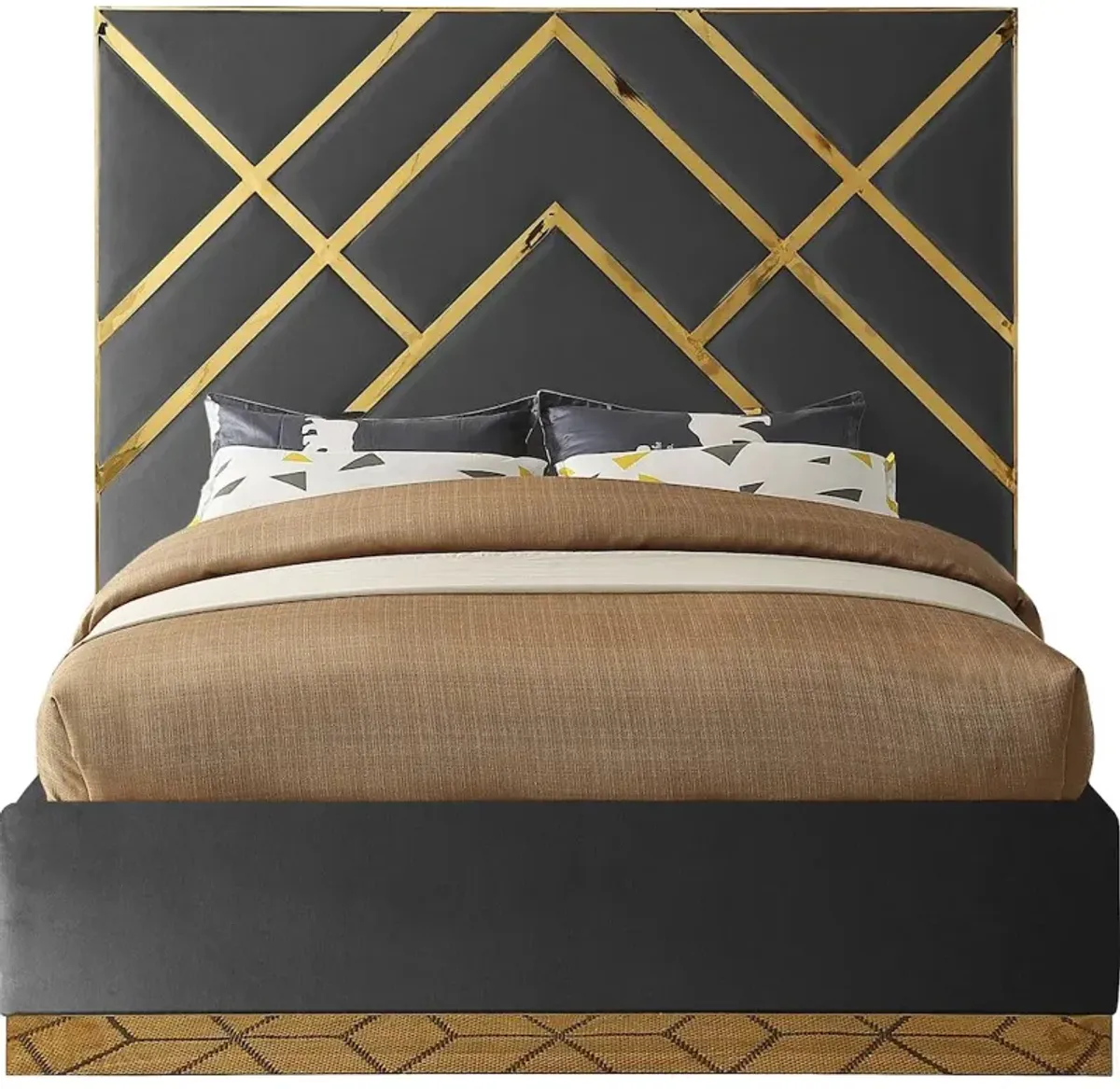 Meridian Furniture Vector Grey Velvet King Bed