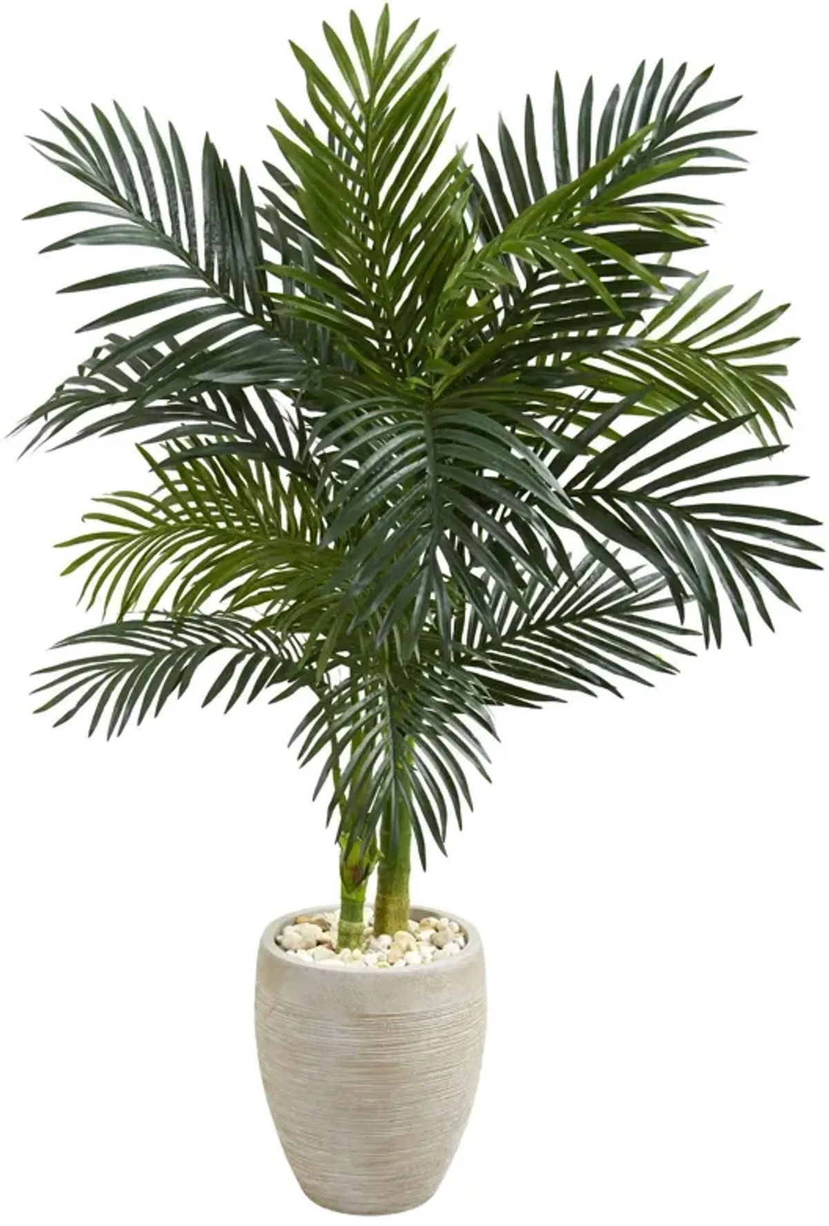 Nearly Natural 4.5-in Golden Cane Palm Artificial Tree in Oval Planter
