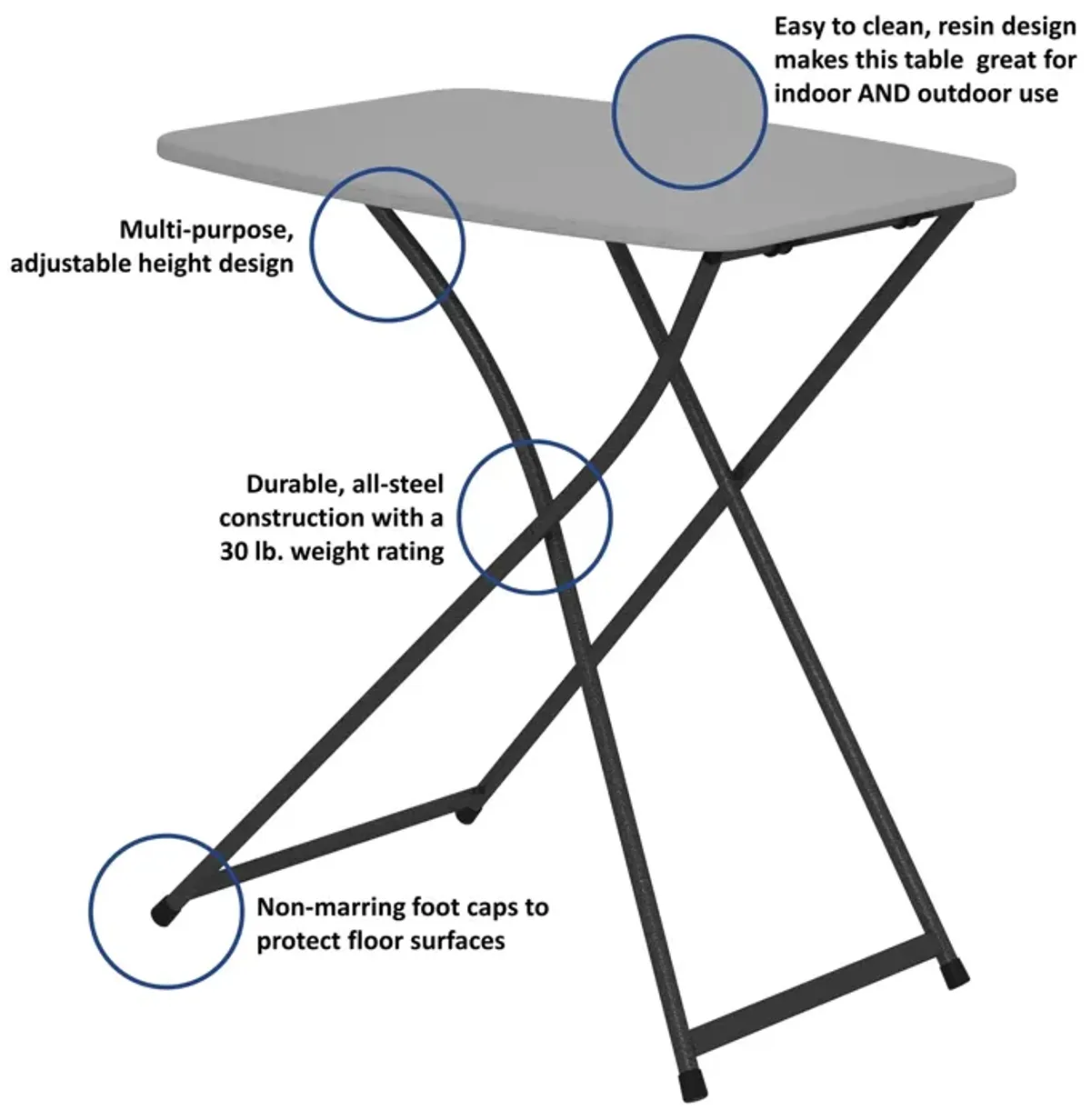 Personal Folding Activity Table with Adjustable Height