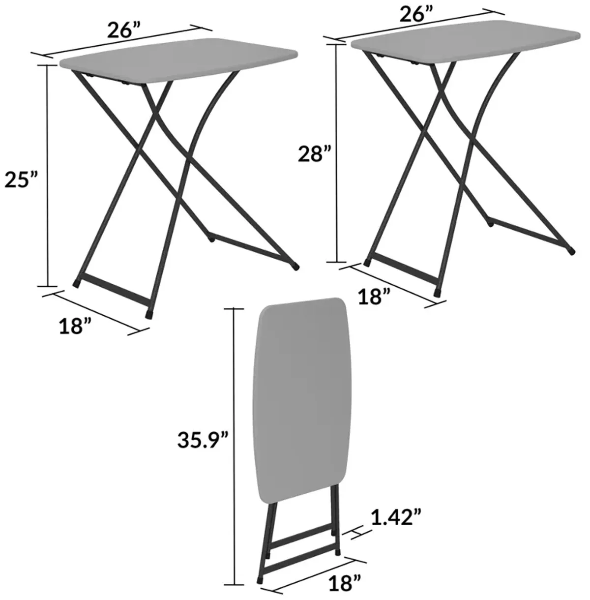 Personal Folding Activity Table with Adjustable Height