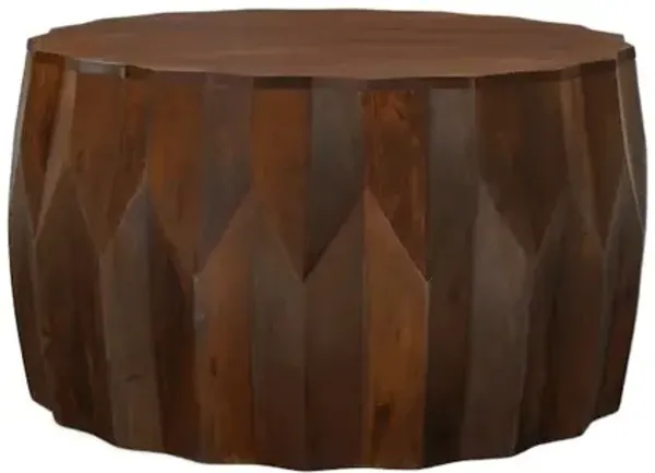 Carolina Chair & Table Lina 30 Diamond Facet Mango Wood Coffee Table - Walnut