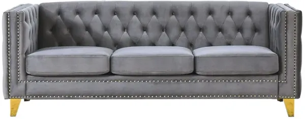 Velvet Sofa for Living Room,Buttons Tufted Square Arm Couch, Modern Couch Upholstered Button and Metal Legs, Sofa Couch for Bedroom