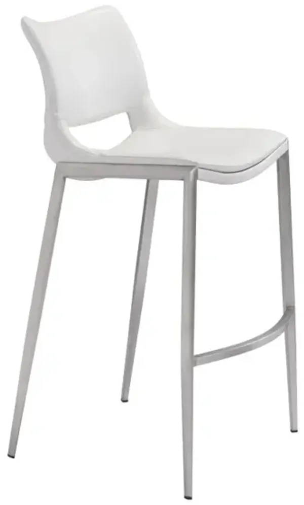 Ace Barstool (Set of 2) White & Silver