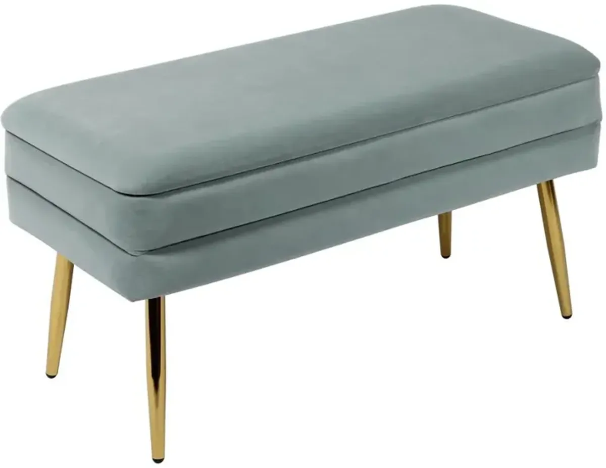 Belen Kox Sea Blue Velvet Storage Bench, Belen Kox