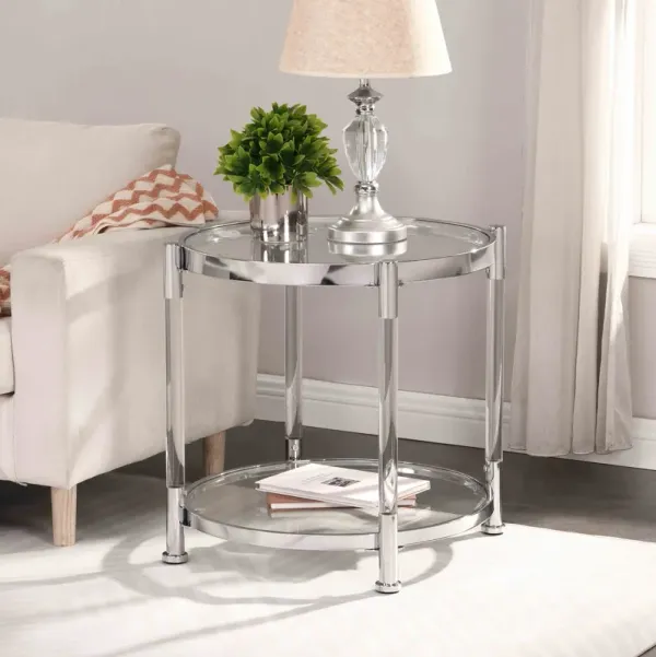 Streamdale Contemporary Acrylic End Table with Glass Top