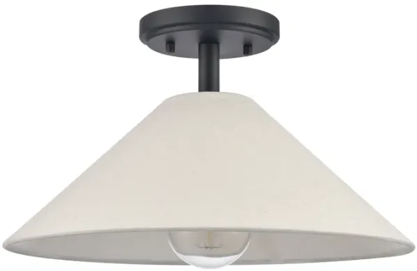Rydell 14'' Wide 1-Light Black Semi Flush Mount