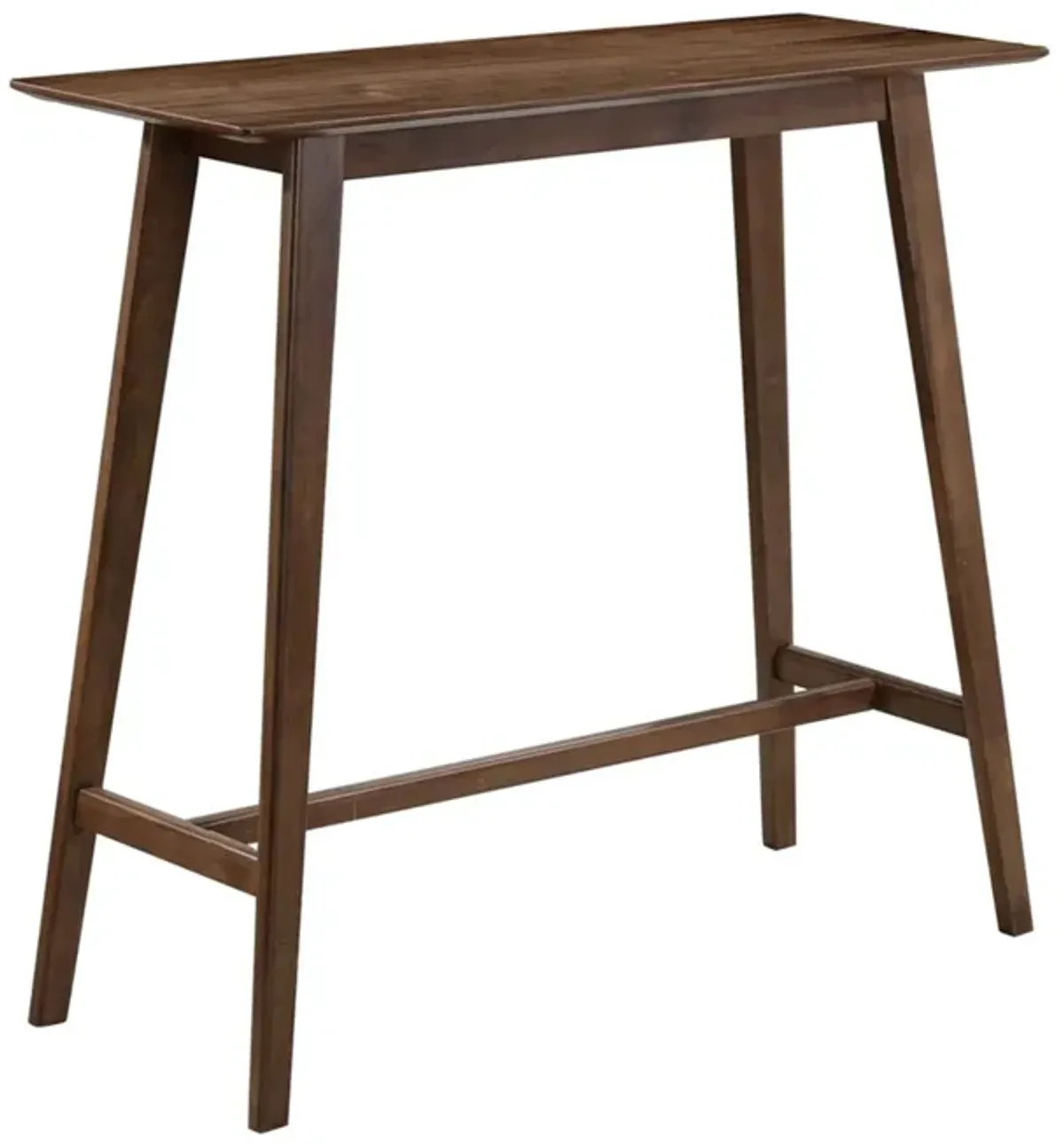 Rectangular Wooden Bar Table with Angled Tapered Legs, Walnut Brown-Benzara