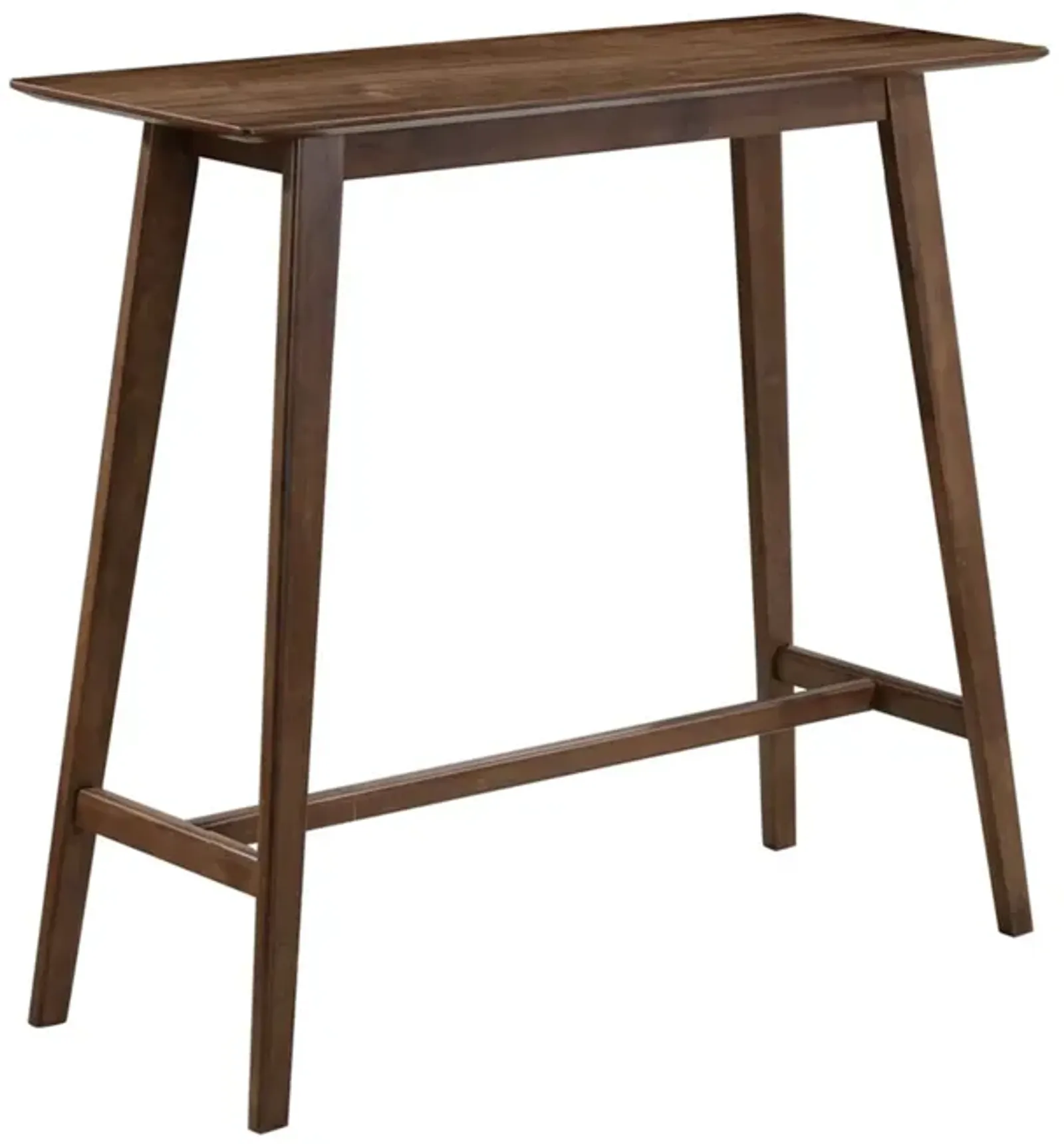 Rectangular Wooden Bar Table with Angled Tapered Legs, Walnut Brown-Benzara