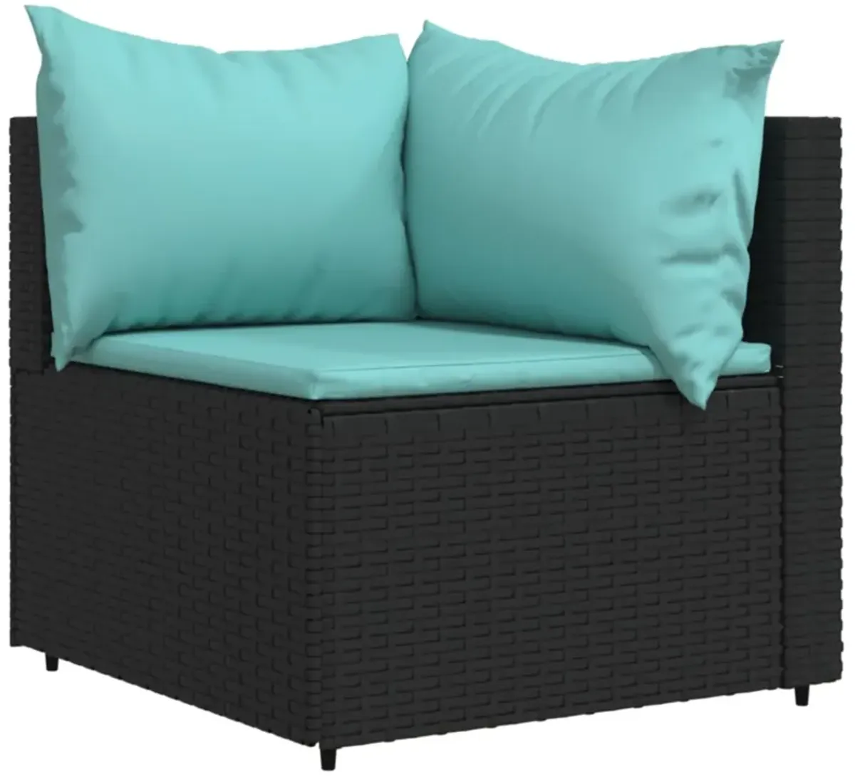 vidaXL Patio Corner Sofas with Cushions 2 pcs Black Poly Rattan