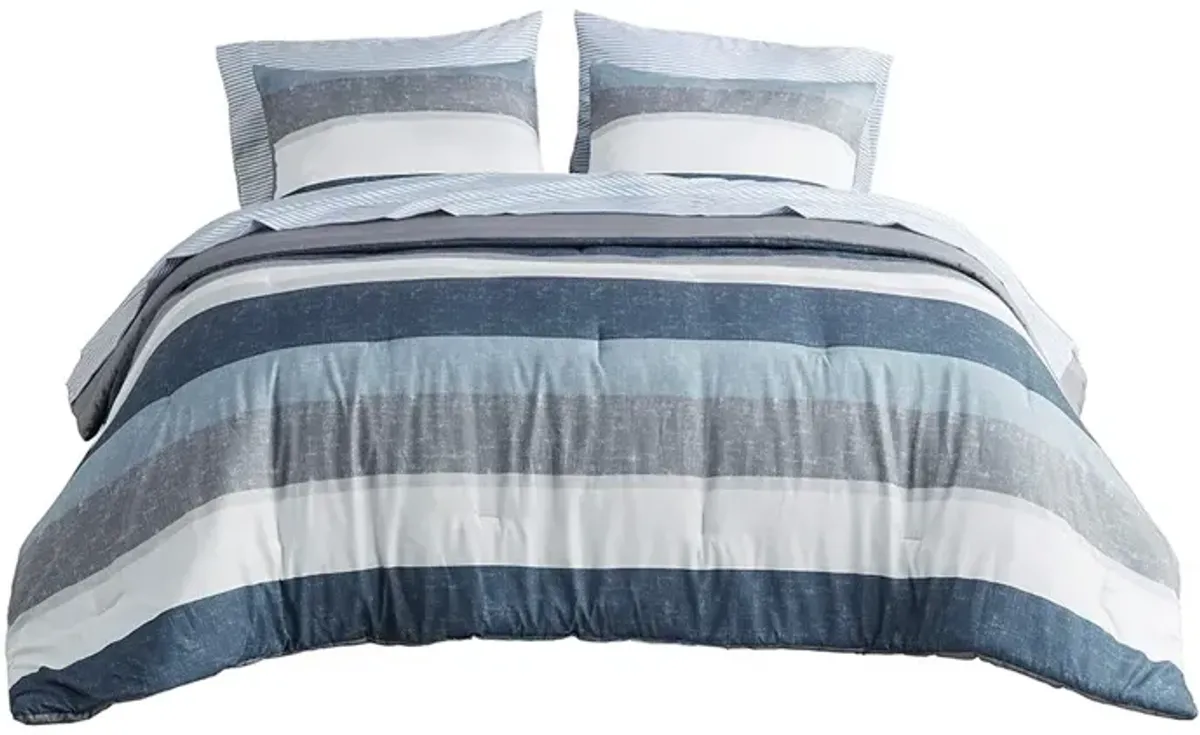 Gracie Mills Ware Striped Comforter Set with Bed Sheets