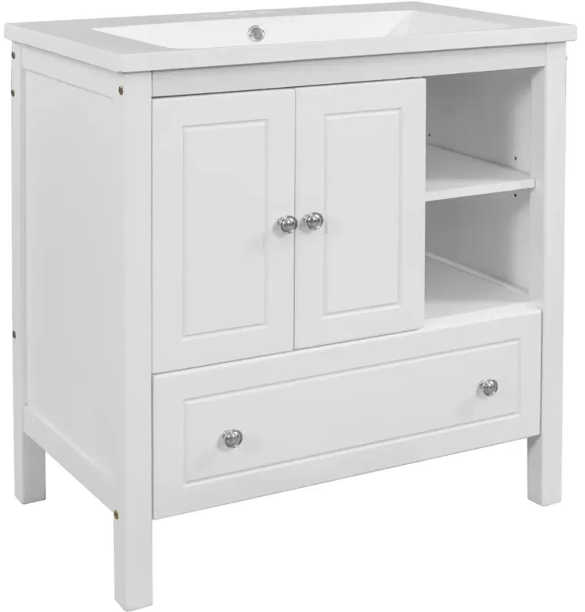 Gewnee 30" Bathroom Vanity with Sink,Bathroom Storage Cabinet,white