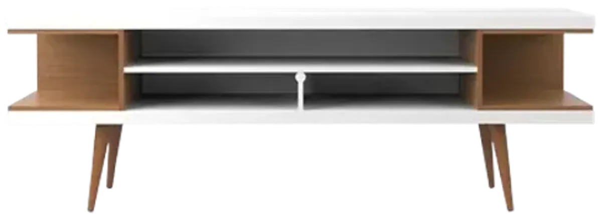 Utopia Large TV Stand in White and Brown