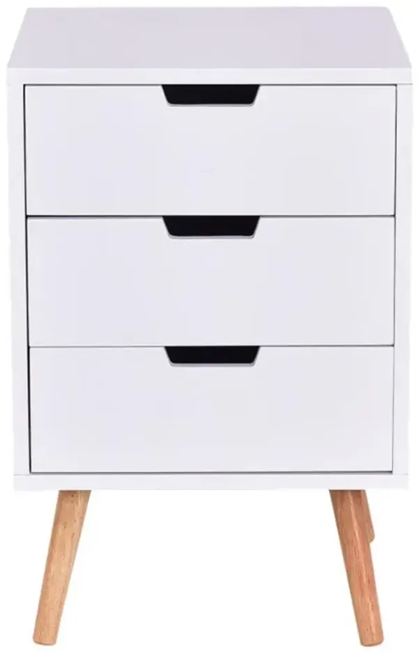 Hivvago Wood Side End Table Nightstand with 3 Drawers Mid-Century Accent
